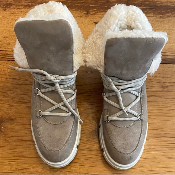 Avellini Made in Portugal Suede Leather Lace-Up Chunky Boots SZ 6.5 US Taupe - Picture 2 of 9